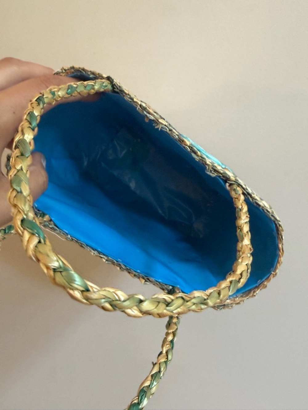 Vintage 1960s / 1970s Woven Straw Raffia Duckling Ducks with Umbrella Mini Purse - Picture 10 of 11